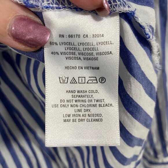 Pilcro and the Letterpress Blue White Striped Button Up Tie Back Blouse Size 6 - Picture 5 of 10